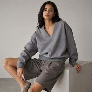 A.Emery Willis Sweatshirt Womens L Gray Knit Relaxed Pullover Designer Casual
